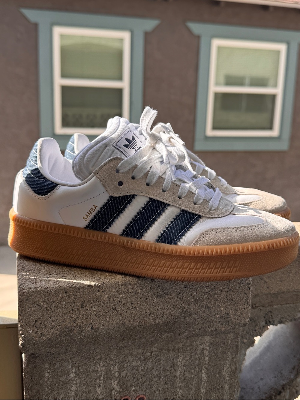 Adidas Originals Samba XLG White Night Indigo Men Denim Casual size 5.5